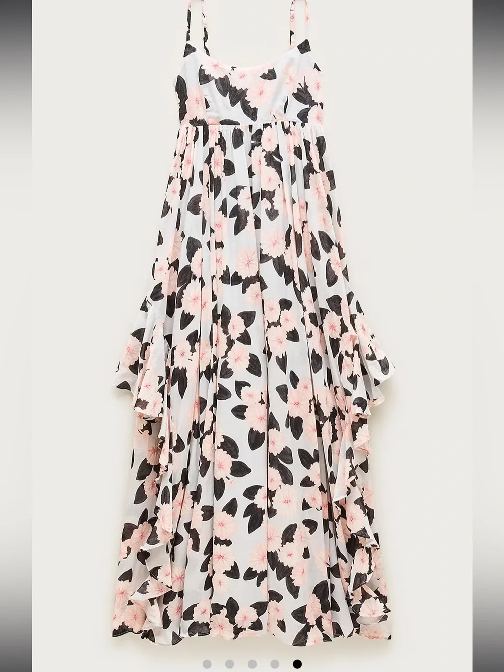 J. Crew Oyster Grey‎ Ruffle Maxi Dress Peony Print 100% Organic Cotton Large NWT